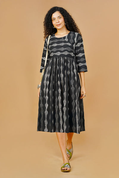 Black Indigo Midi Dress