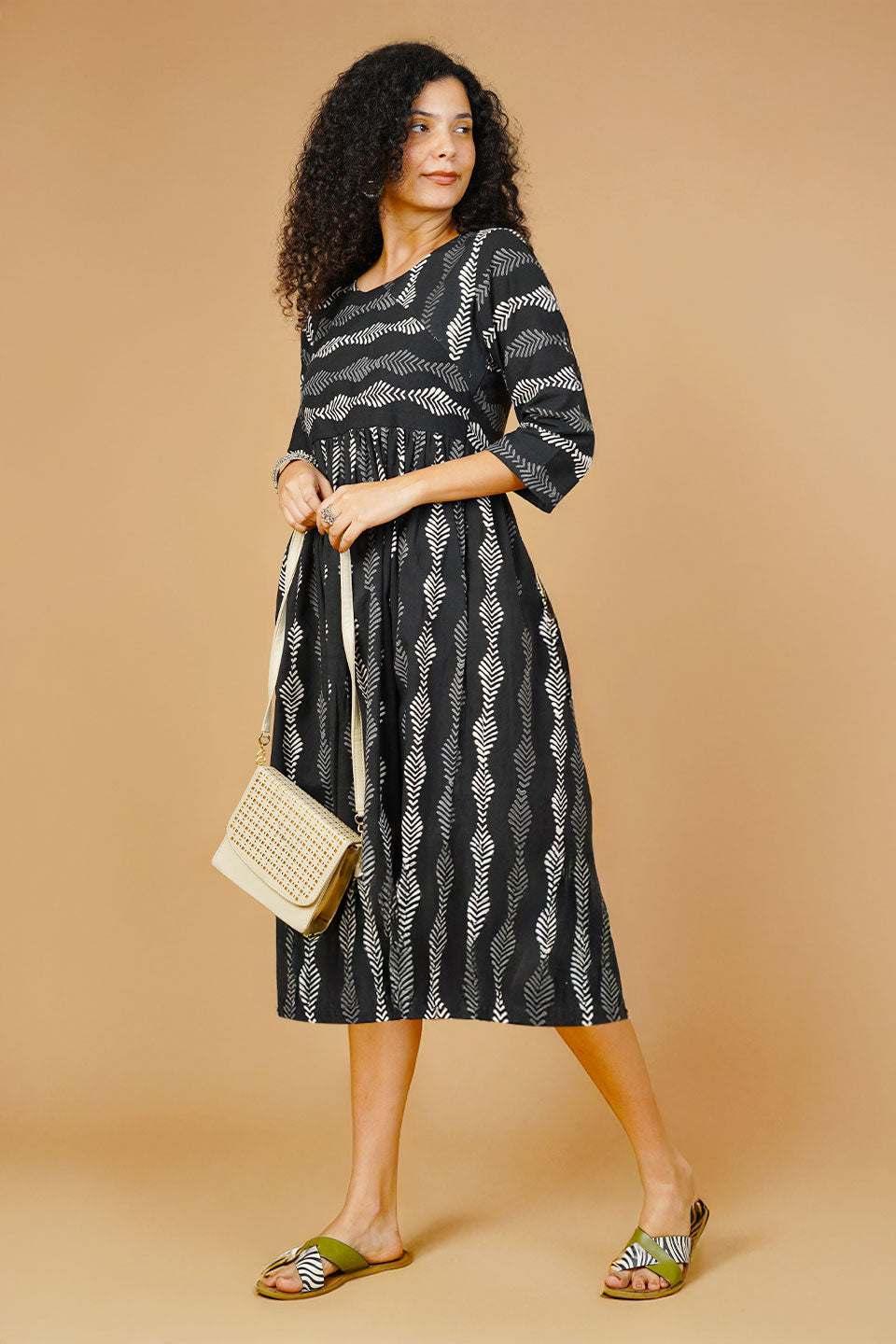 Black Indigo Midi Dress