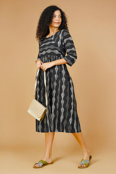 Black Indigo Midi Dress