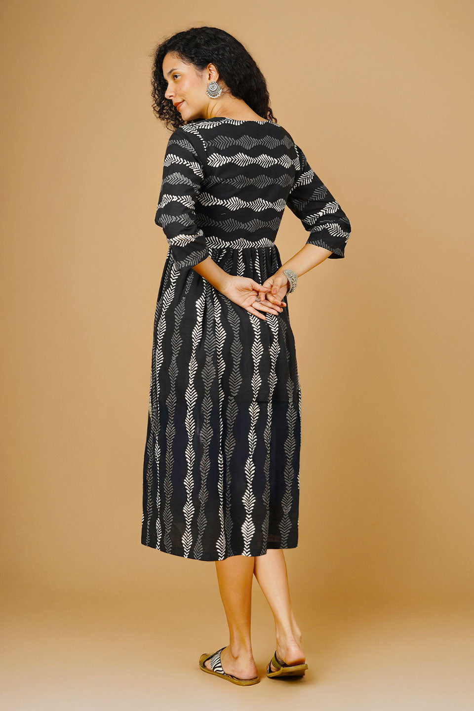 Black Indigo Midi Dress