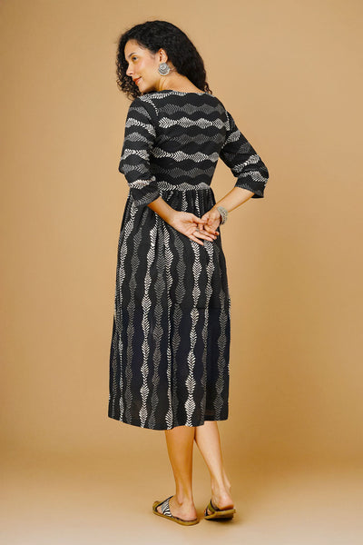 Black Indigo Midi Dress