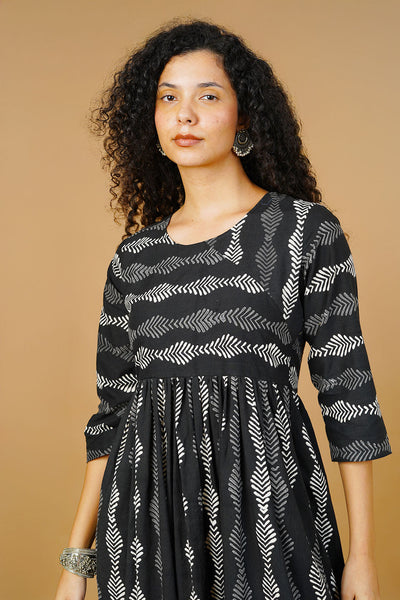 Black Indigo Midi Dress