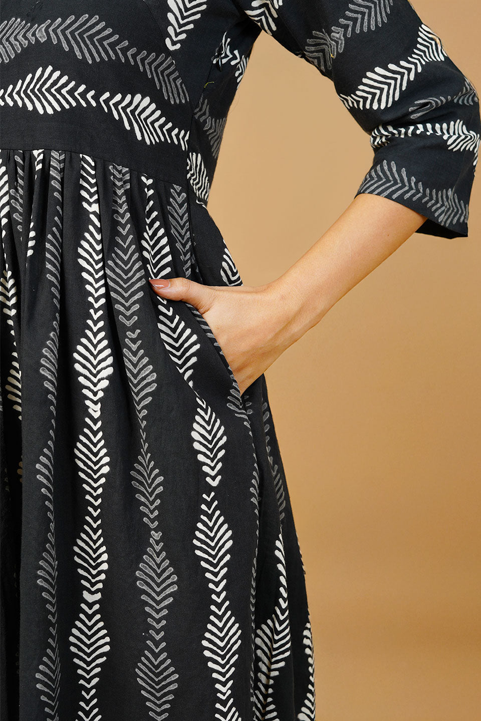 Black Indigo Midi Dress