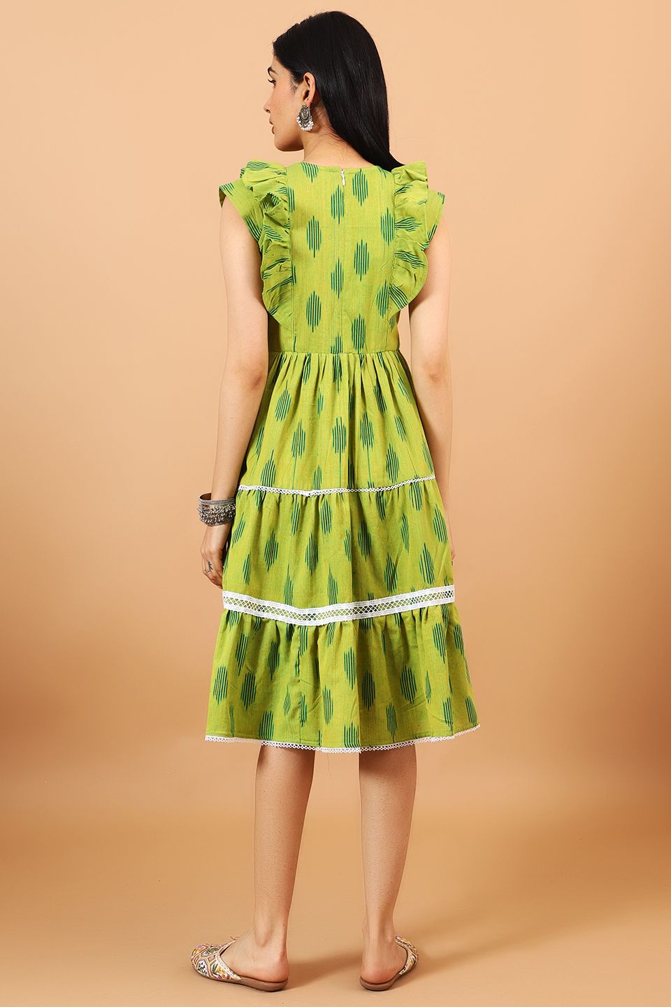 Ikat-Green-Cotton-Midi-Dress-DS302