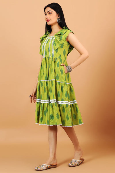 Ikat-Green-Cotton-Midi-Dress-DS302