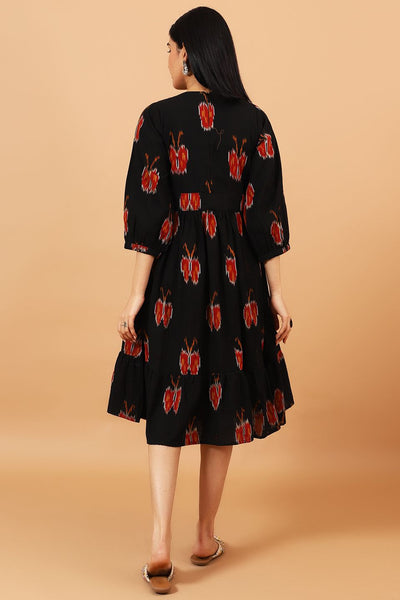 Ikat-Black-Cotton-Midi-Dress-DS303