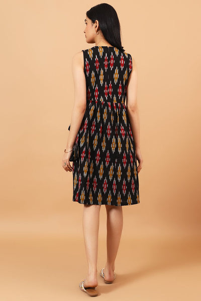 Ikat-Black-Cotton-Midi-Dress-DS304