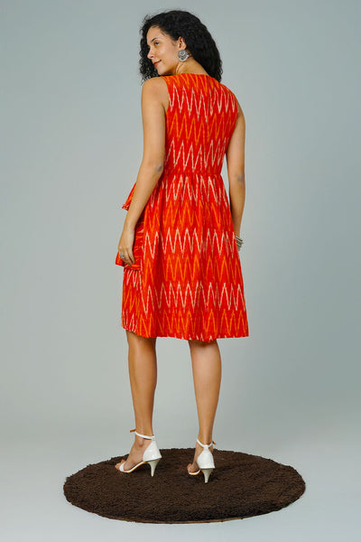 Orange Ikat Midi Dress