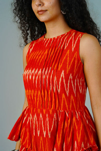 Orange Ikat Midi Dress