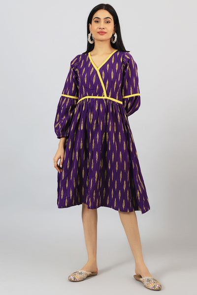 Ikat-Purple-Cotton-Mini-Dress-DS311