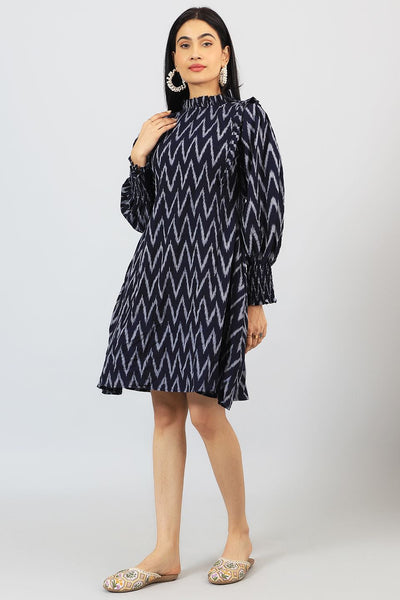 Ikat-Black-Cotton-Mini-Dress-DS312