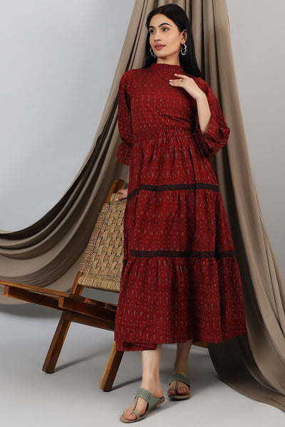 Ikat-Red-Cotton-Maxi-Dress-DS316