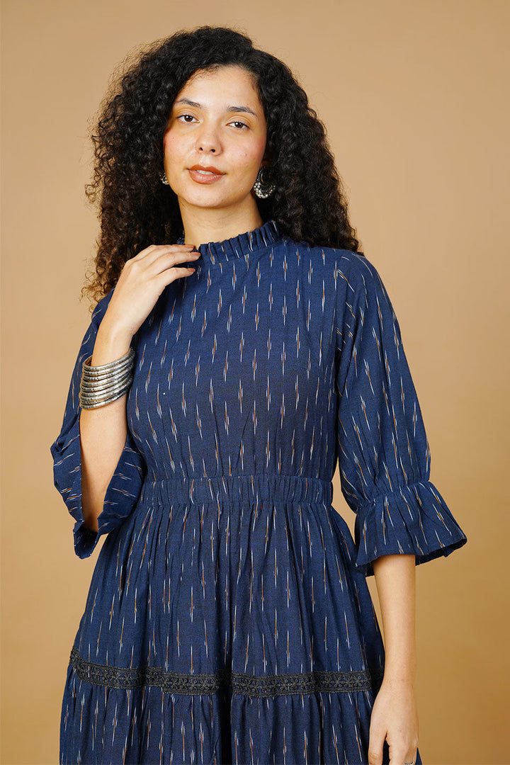 Blue Ikat Maxi Dress  Indophilia