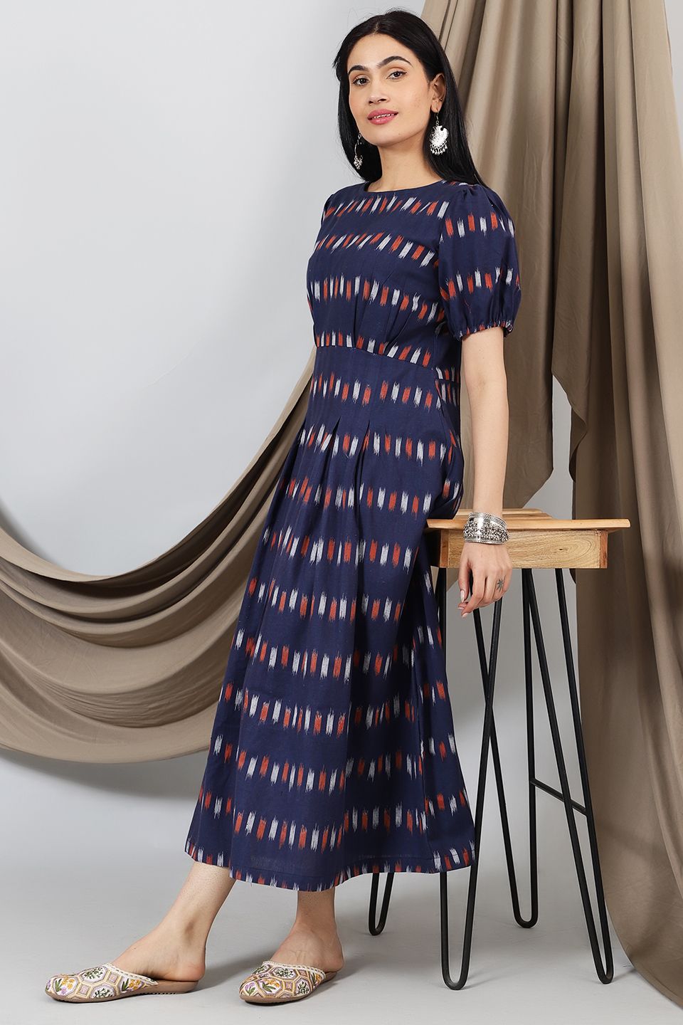 Ikat-Blue-Cotton-Maxi-Dress-DS318