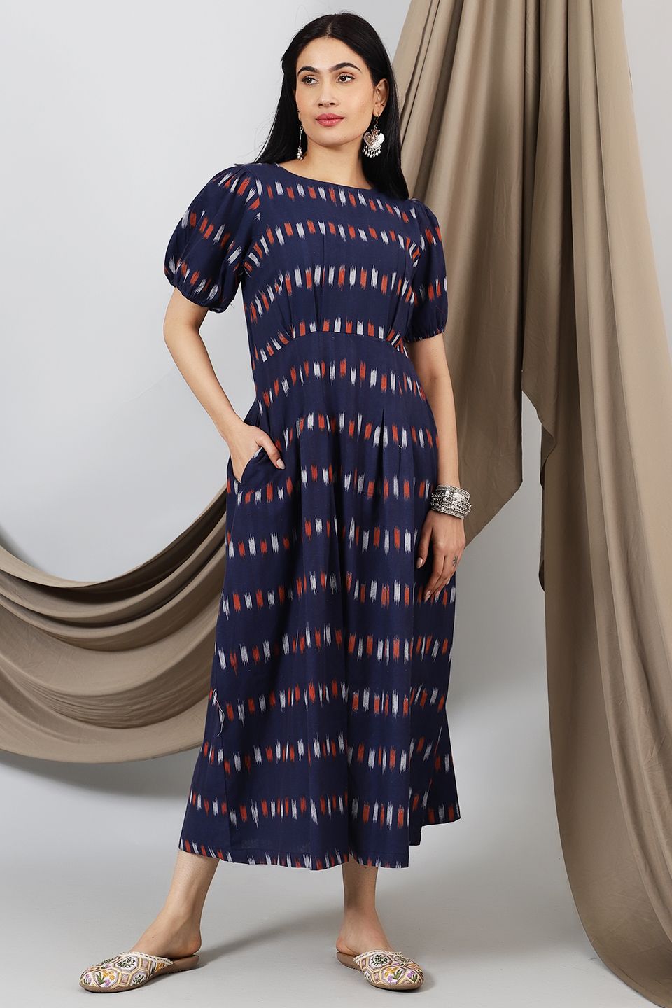 Ikat-Blue-Cotton-Maxi-Dress-DS318