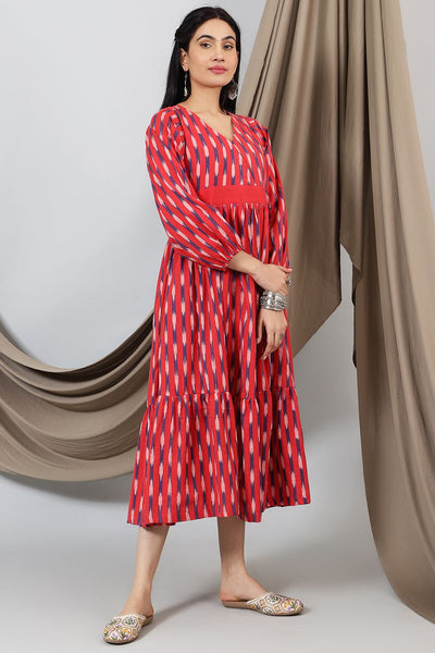 Ikat-Red-Cotton-Maxi-Dress-DS319