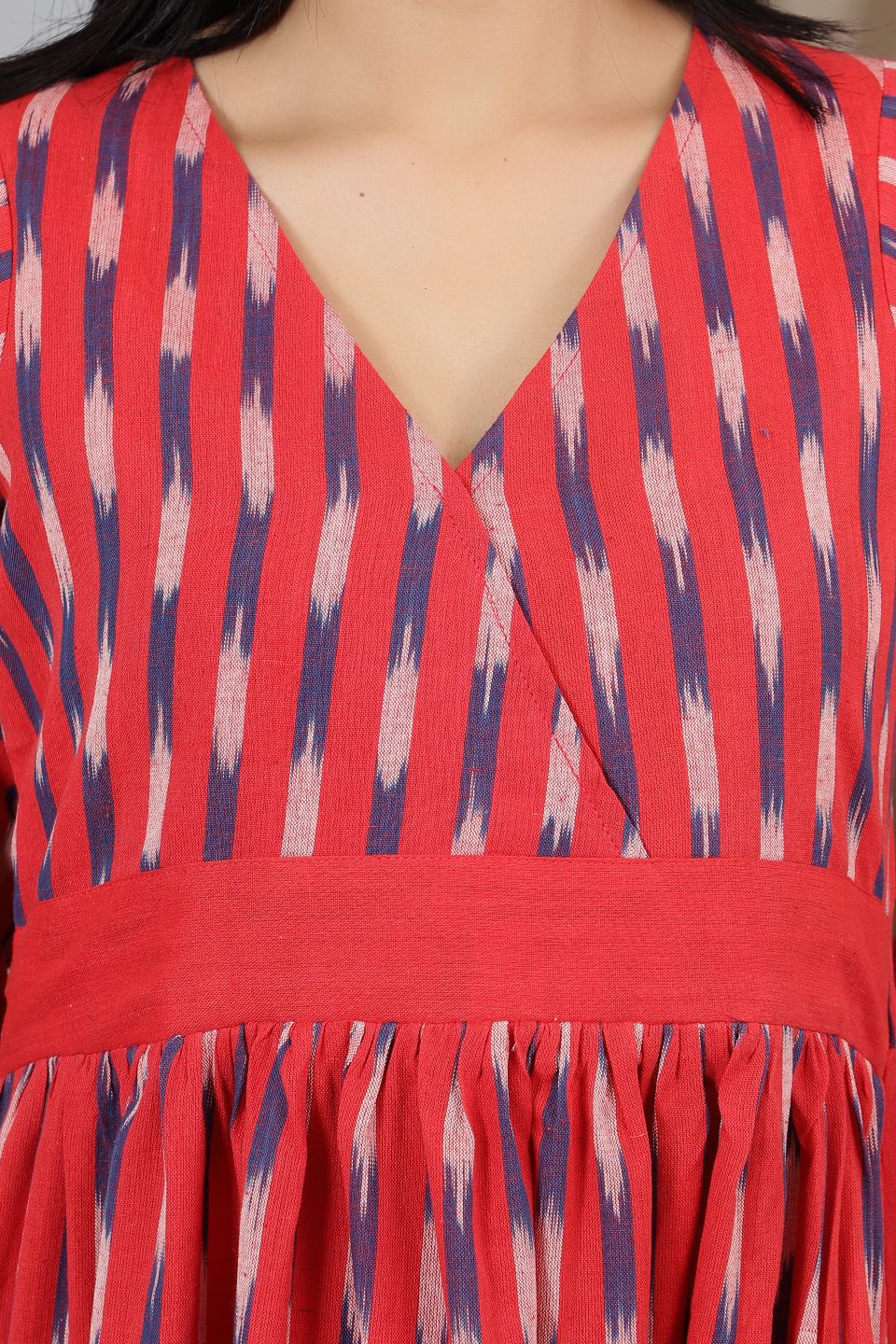 Ikat-Red-Cotton-Maxi-Dress-DS319