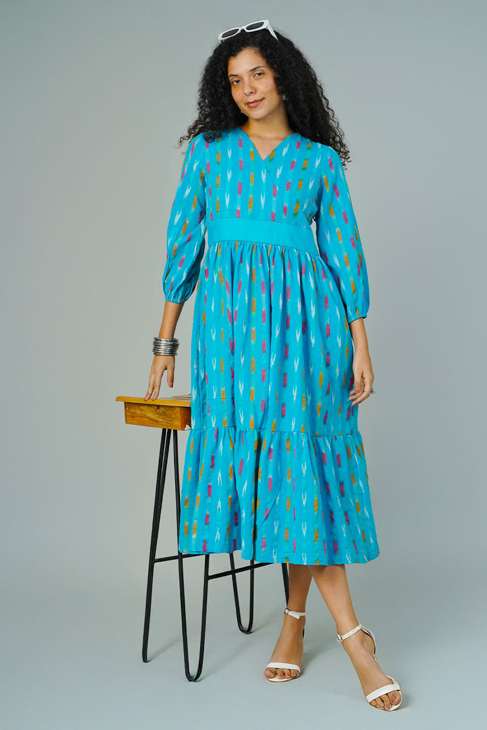 Blue Ikat Maxi Dress