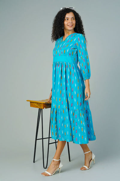 Blue Ikat Maxi Dress