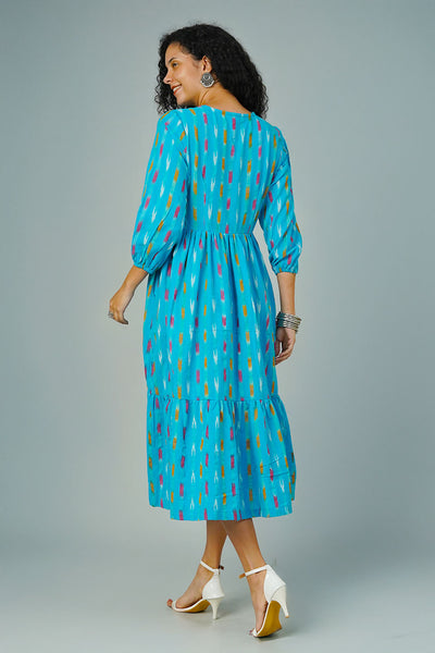 Blue Ikat Maxi Dress