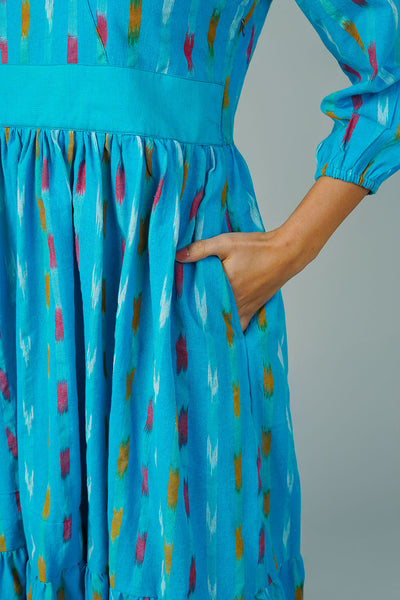 Blue Ikat Maxi Dress