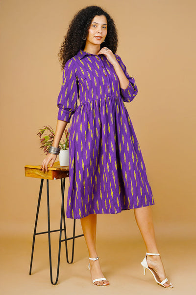 Purple Ikat Midi Dress
