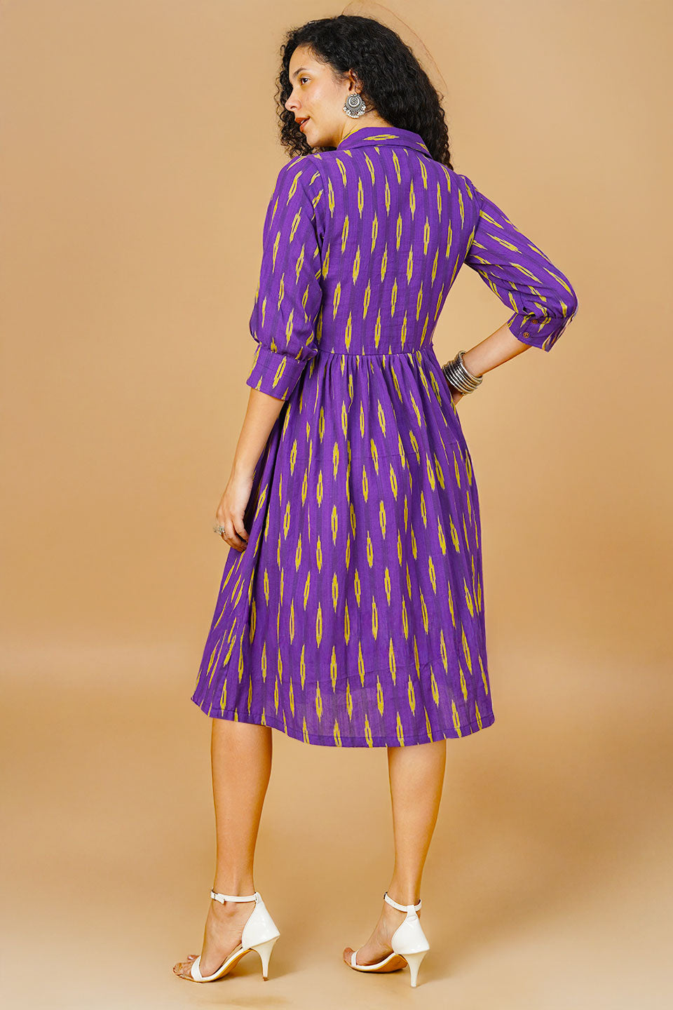 Purple Ikat Midi Dress