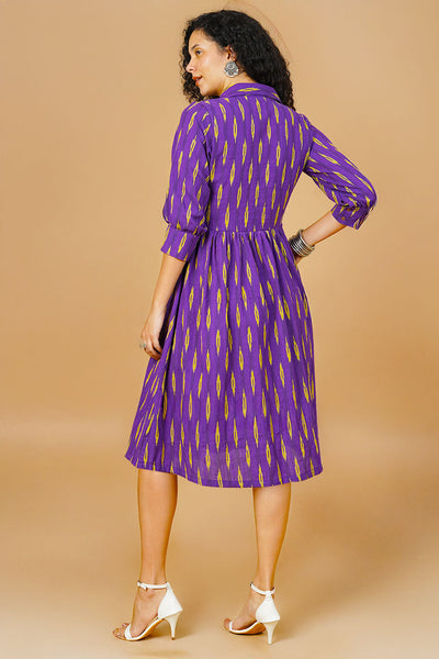 Purple Ikat Midi Dress