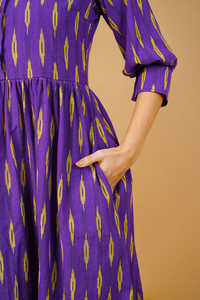 Purple Ikat Midi Dress