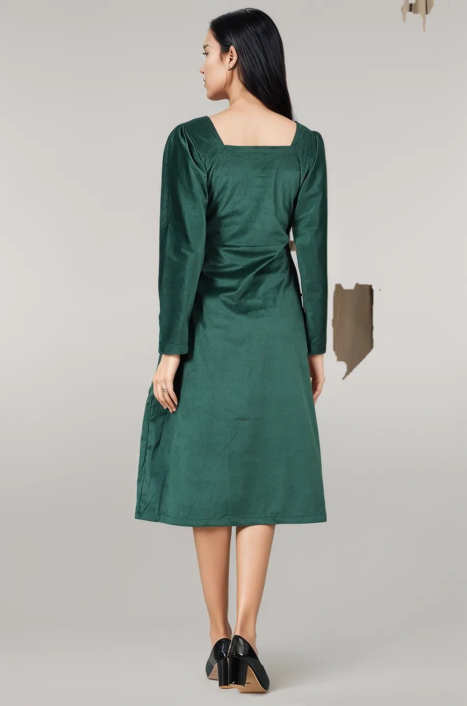 Velvet-Green-Cotton-Midi-Dress-DS323