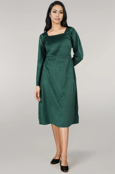 Velvet-Green-Cotton-Midi-Dress-DS323