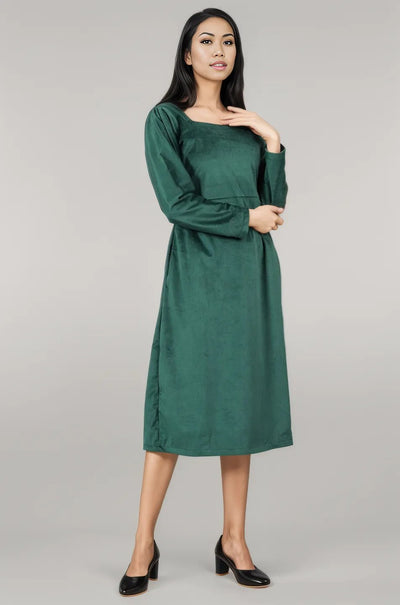 Velvet-Green-Cotton-Midi-Dress-DS323