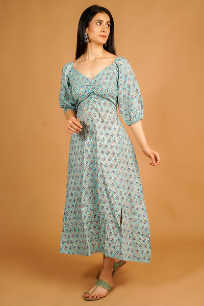 Bagru Blue Midi Dress