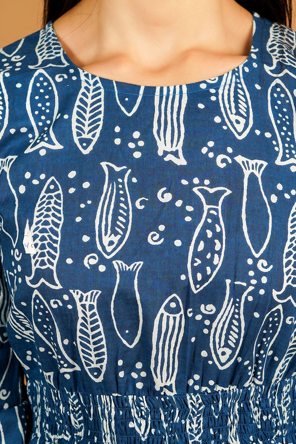 Screen Print Blue Midi Dress