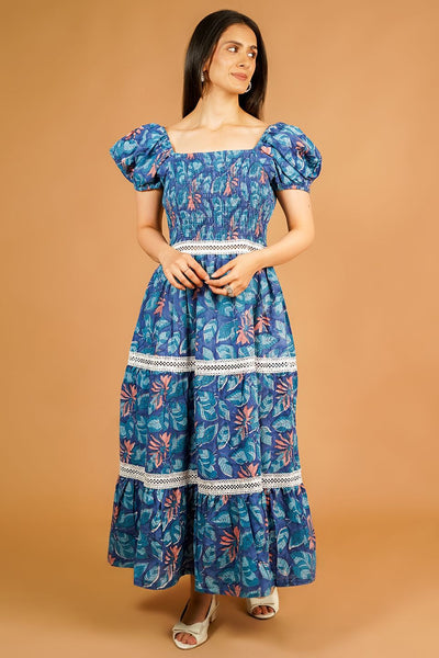 Bagru Blue Maxi Dress