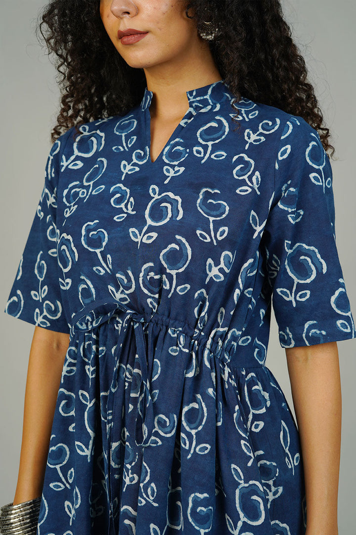 Women's Blue Indigo Cotton Dress – Indophilia