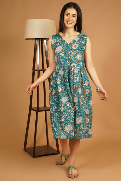 Bagru Blue Midi Dress