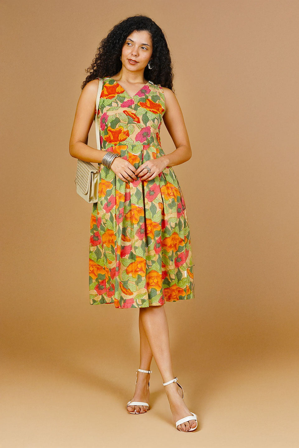Multicolor Blockprint Midi Dress