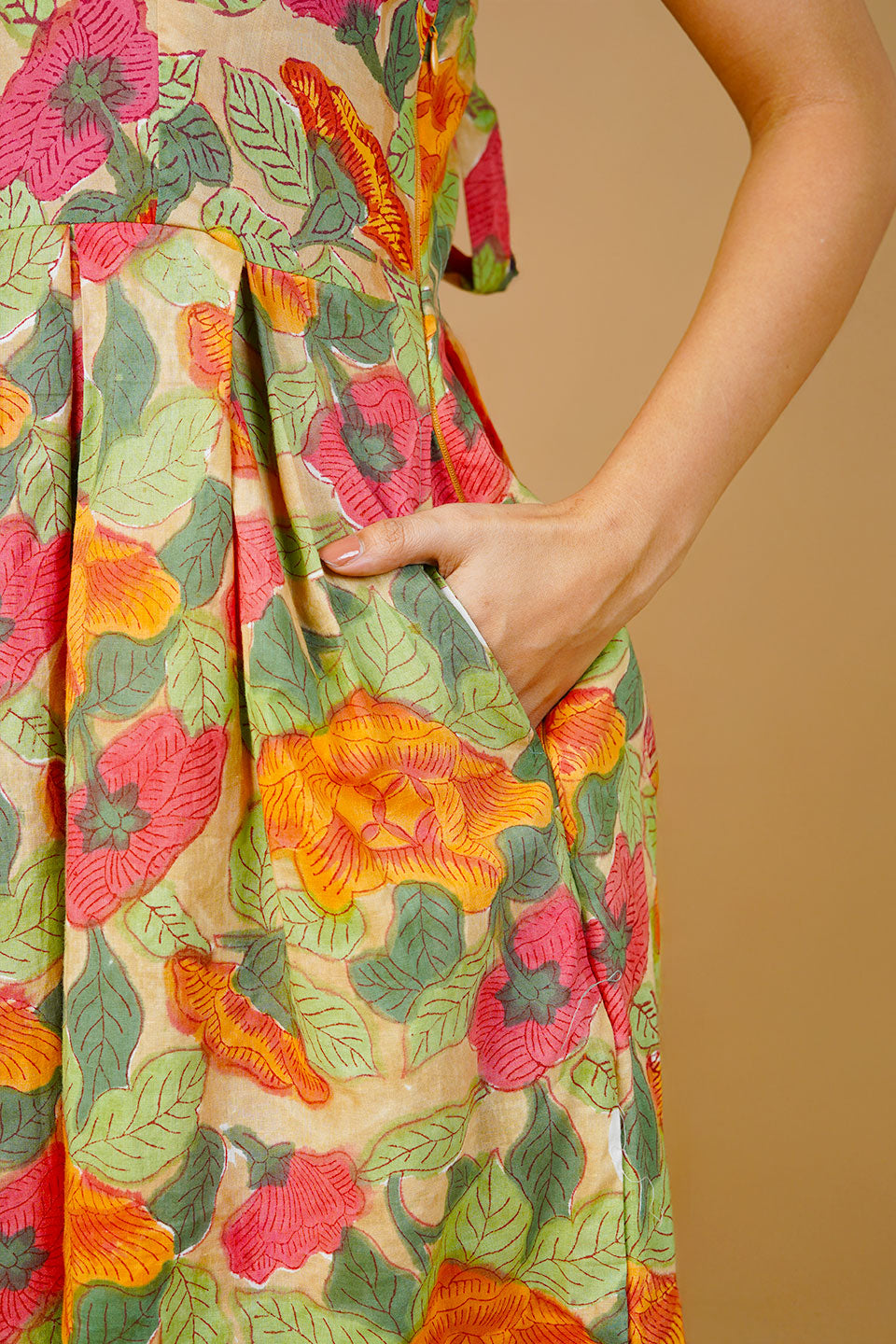 Multicolor Blockprint Midi Dress