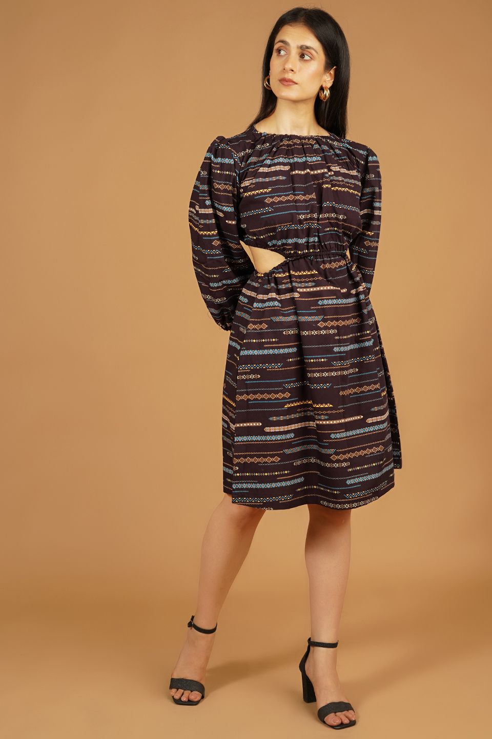 Premium Cotton Dark Brown Midi Dress