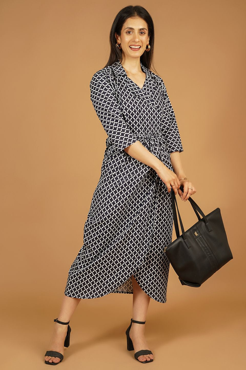 Premium Cotton Black Midi Dress