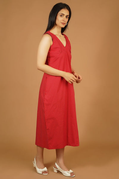 Premium Cotton Red Maxi Dress