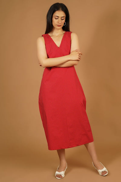 Premium Cotton Red Maxi Dress