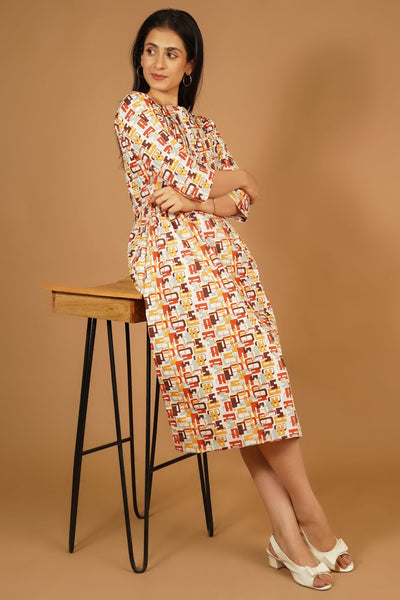 Premium Cotton Multicolor Midi Dress