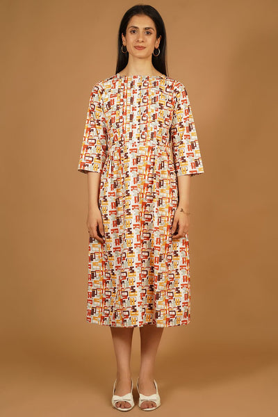 Premium Cotton Multicolor Midi Dress