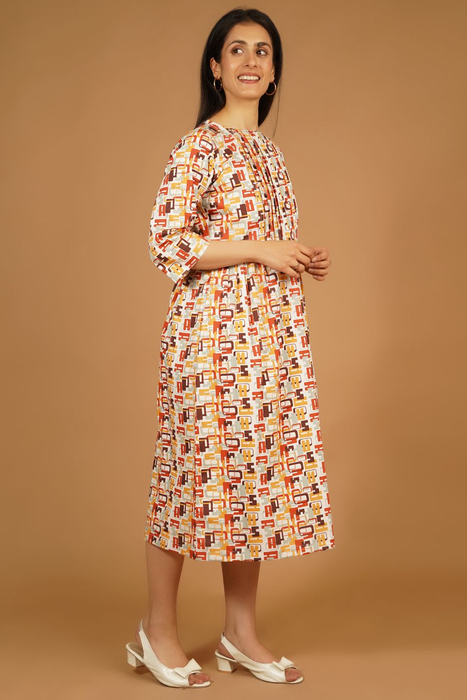 Premium Cotton Multicolor Midi Dress