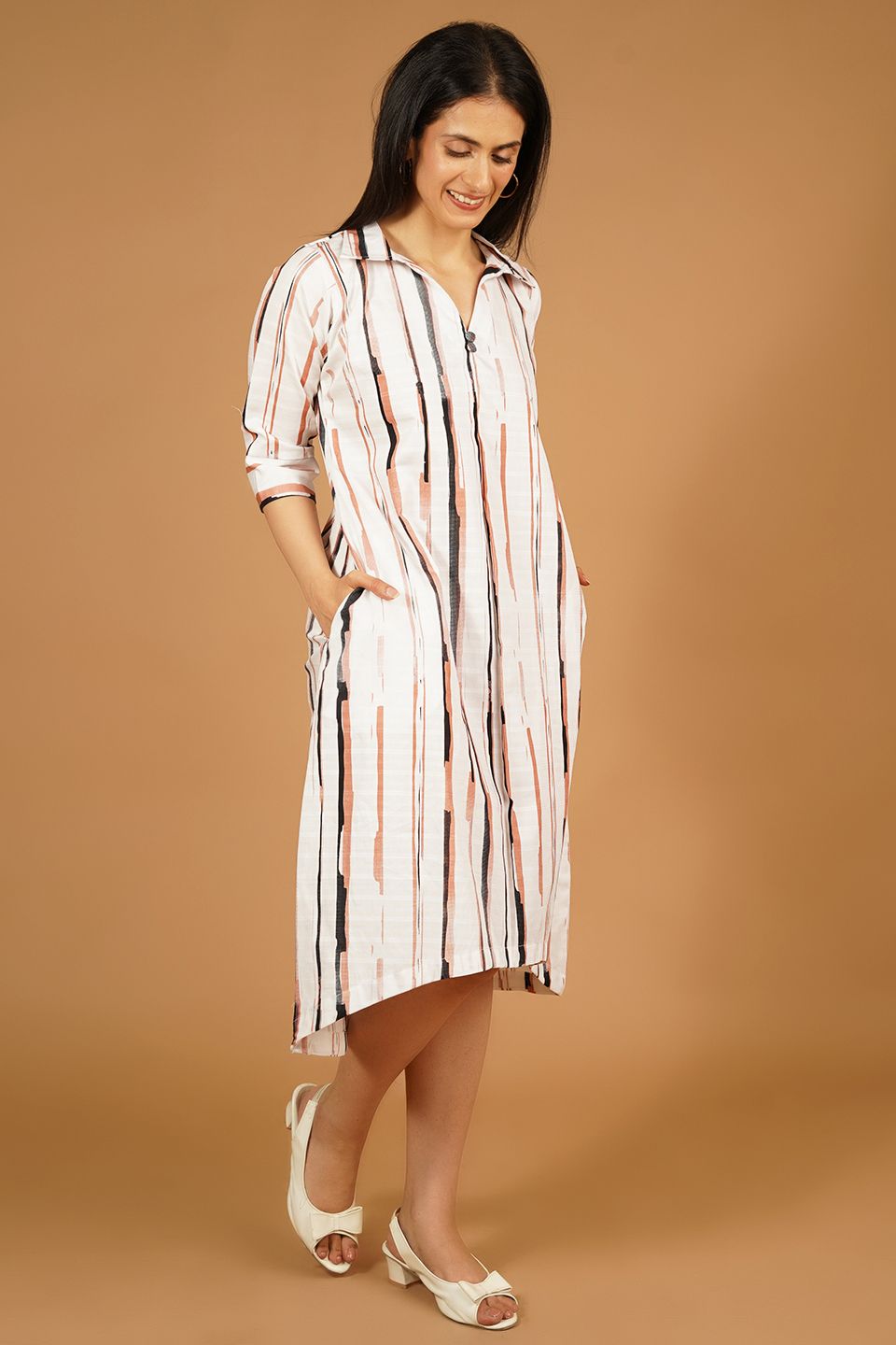 Premium Cotton White Midi Dress