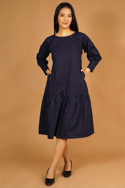 Premium Cotton Blue Midi Dress