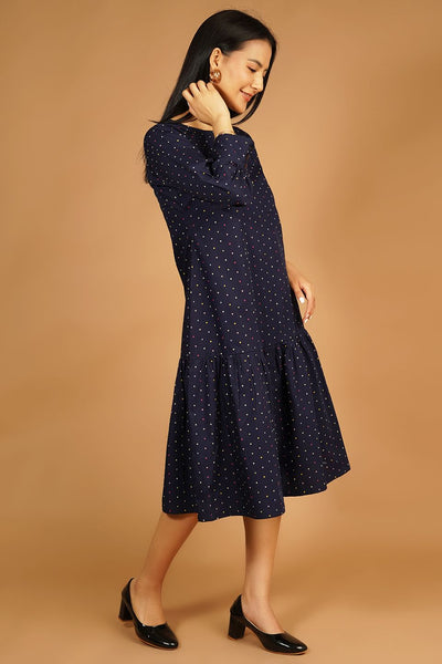 Premium Cotton Blue Midi Dress