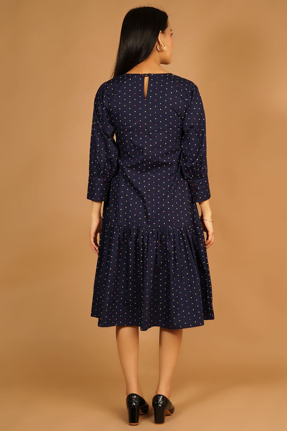 Premium Cotton Blue Midi Dress